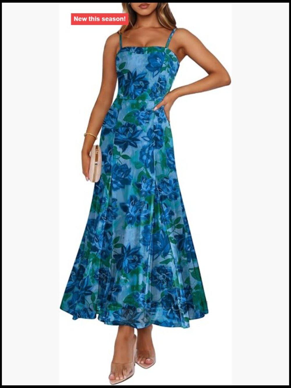 Maxi Formal Mesh Spaghetti Strap Cocktail Dress Floral Flowy 2026 Summer